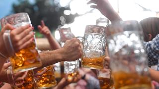 Junge Leute stoßen mit Bierkrügen an (Foto: picture alliance/Tobias Hase/dpa)