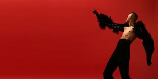 Musiker Drangsal vor einem roten Hintergrund (Foto: Pressefoto/Drangsal)