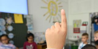Grundschüler melden sich im Unterricht (Foto: picture alliance/dpa | Bernd Weißbrod)