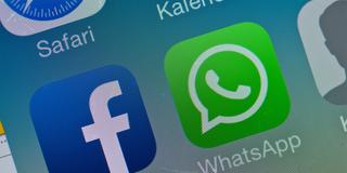 Icons von Facebook und WhatsApp auf einem Display (Foto: dpa/Patrick Pleul)