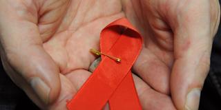 Die rote Schleife als Symbol der Solidarität mit HIV-Positiven und Aids-Kranken (Foto: dpa/Arne Dedert)