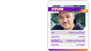 Steckbrief von Steven in Form einer Quartett-Karte. (Foto: UNSERDING)