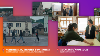 Bildausschnitte aus dem Saar-Tatort "Das Böse in dir" mit Ortsmarken darunter (Foto: SR)