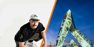 Bild von Fritz Kalkbrenner in der Hocke, rechts danaben ein Bild des Saarpolygons (Foto: Pressefoto/Fritz Kalkbrenner & Rolf Ruppenthal)
