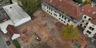Die Baustelle zur Piazza Albano Laziale aus der Luft (Foto: SR)