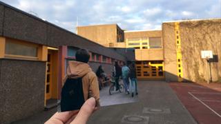 „Dark”-Szene gedreht an der Rheinfelder Schule in Berlin-Charlottenburg. Quelle: Andrea David / Netflix (Foto: Andrea David / Netflix)