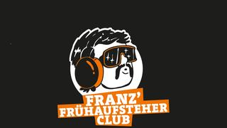 Logo vom "Franz Frühaufsteher Club" auf schwarzem Untergrund. (Foto: UNSERDING)