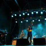 Die Beatsteaks bei einem Open-Air-Konzert auf der Bühne, mit blauer Bühnenbeleuchtung. (Foto: IMAGO / Martin Müller)