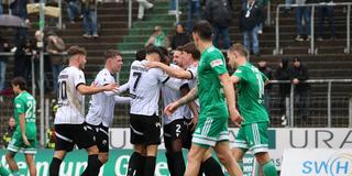 Torjubel beim SV Sandhausen nach dem Führungstreffer gegen den FC Homburg. (Foto: IMAGO / Fussball-News Saarland)