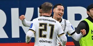 Younes Ebnoutalib (Elversberg) jubelt nach seinem Tor zum 0:1  (Foto: IMAGO / Ulrich Hufnagel)