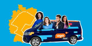 "logo! Tour": v.l.: Maral Bazargani, Lotte Glatt, Sherif Rizkallah und Teresa Betz (Foto: ZDF/Maximilian von Lachner, Armin Vater)