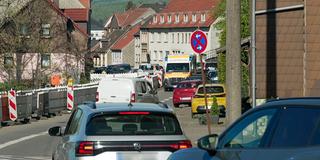 Straßensperrung nach einem Hangrutsch in der Kuchenbergstraße zwischen Neunkirchen und Wiebelskirchen (Foto: SR)