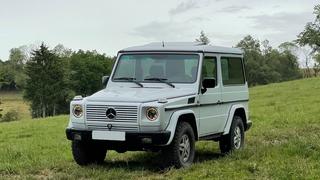 Ein weißer Mercedes G350tg steht auf einer Wiese. (Foto: Niklas/eingereicht per WhatsApp)