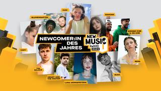Eine Collage aus 10 Fotos von Musik-Acts. Dazu der Schriftzug "New Music Award 2023: Newcomner:in des Jahres" (Foto: New Music Award 2023)