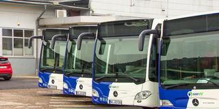 Linienbusse stehen im Depot während eines Streiks im ÖPNV (Foto: SR)