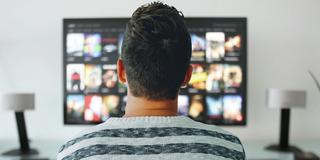 Ein junger Mann sitzt vor einem TV. Er sitzt mit dem Rücken zur Kamera (Foto: pixabay/mohamed_hassan)