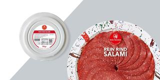Rein Rind Salami, 50 Gramm, Wiltmann. Haltbarkeitsdatum 1.10.2025 (Foto: Fa. Franz Wiltmann GmbH & Co. KG)