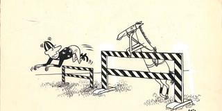 Reitsport-Zeichnung von Roland Stigulinsky (Foto: Stiftung Saarländischer Kulturbesitz, Sammlung Deutsches Zeitungsmuseum)
