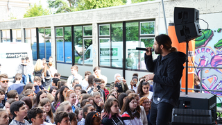 Die Schultour mit Tiavo an der Gemeinschaftsschule Bellvue (Foto: Christoph Brüwer)