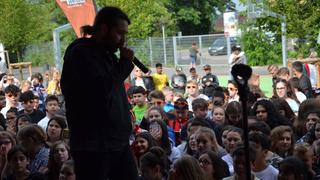 Die Schultour mit Tiavo an der Gemeinschaftsschule Bellvue (Foto: Christoph Brüwer)