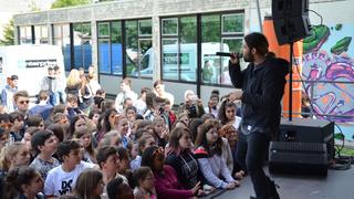 Die Schultour mit Tiavo an der Gemeinschaftsschule Bellvue (Foto: Christoph Brüwer)