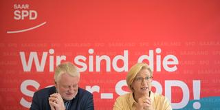 SPD-Landesvorsitzende Anke Rehlinger und SPD-Fraktionschef Ulrich Comerçon bei der Landesklausur der SPD Saar (Foto: BeckerBredel)