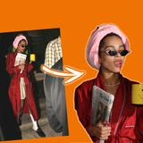 eine Frau mit rotem Bademantel, Turban und Kaffeetasse in der Hand (Foto: IMAGO / Avalon.red)